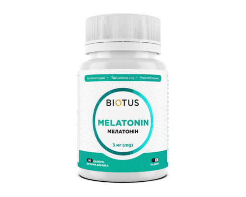Мелатонин, Melatonin, Biotus, 3 мг, 60 капсул