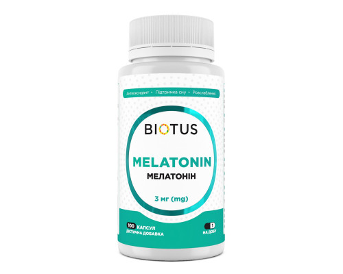 Мелатонин, Melatonin, Biotus, 3 мг, 100 капсул
