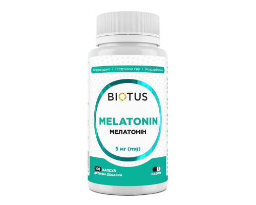 Мелатонин, Melatonin, Biotus, 5 мг, 100 капсул