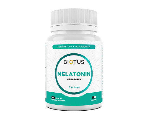Мелатонин, Melatonin, Biotus, 5 мг, 60 капсул