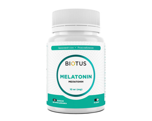 Мелатонин, Melatonin, Biotus, 10 мг, 60 капсул