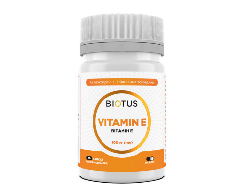 Витамин Е, Vitamin Е, Biotus, 100 мг, 30 капсул