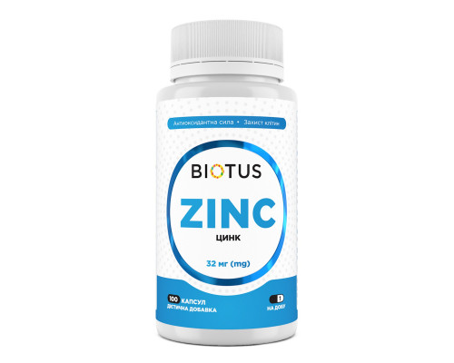 Цинк, Zinc, Biotus, 32 мг, 100 капсул