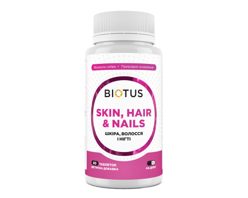 Волосы, кожа и ногти, Hair, Skin & Nails, Biotus, 60 таблеток