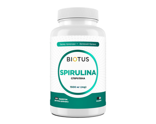 Спирулина, Spirulina, Biotus, 200 таблеток (1500 мг в трех таблетках)