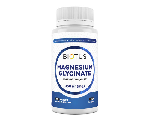 Магний глицинат, Magnesium Glycinate, Biotus, 350 мг, 60 капсул