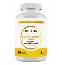 Лецитин подсолнечный, Lecithin Sunflower, Biotus, 2200 мг, 120 капсул