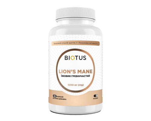Ежовик гребенчатый, Lion's Mane, Biotus, 1000 мг, 120 капсул