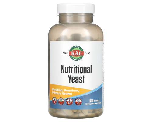Пищевые дрожжи, Nutritional Yeast, KAL, 500 таблеток
