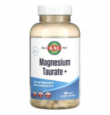Таурат магния +, Magnesium Taurate+, KAL, 400 мг, 180 таблеток