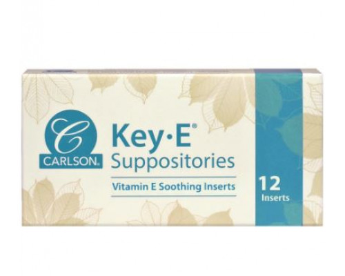 Свічки з вітаміном Е, Key E Suppositories, Carlson, 12 шт.