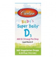 Витамин Д3, Baby's Vitamin D3, Carlson, для детей, 400 МЕ, 10,3 мл