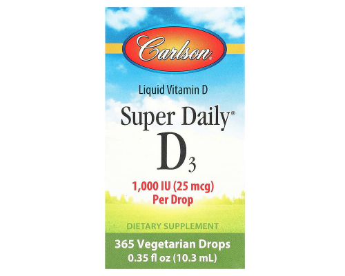 Витамин Д3, Vitamin D3, Carlson, 1000 МЕ, 10,3 мл.