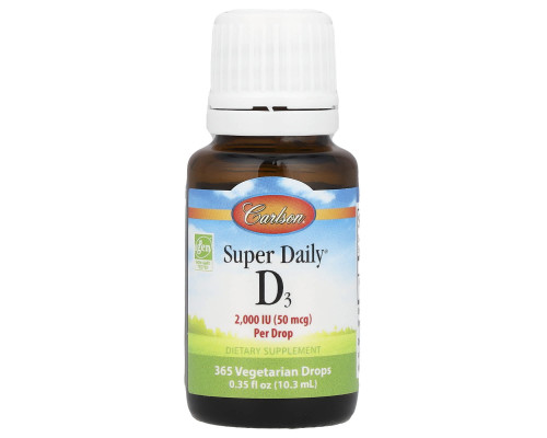 Витамин D3, Super Daily D3, Carlson,  50 мкг (2000 МЕ), 10,3 мл