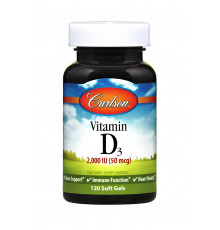 Витамин D3, Vitamin D3, Carlson, 2000 МЕ (50 мкг), 120 гелевых капсул