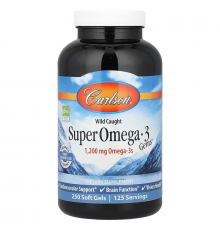 Рыбий жир, Super Omega -3, Carlson, 1200 мг, 250 гелевых капсул