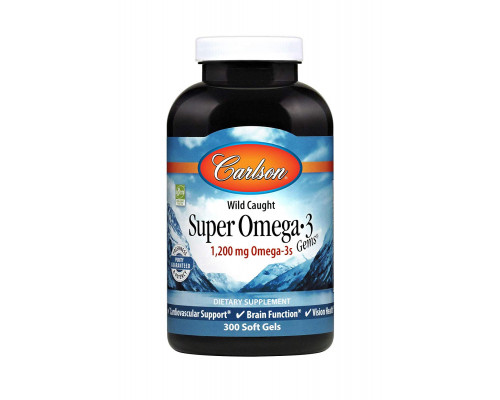 Омега-3, рыбий жир, Super Omega-3 Gems, Carlson, 600 мг, 300 гелевых капсул