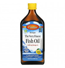 Рыбий жир норвежский со вкусом лимона, Norwegian, The Very Finest Fish Oil, Carlson, 1600 мг, со вкусом лимона, 500 мл