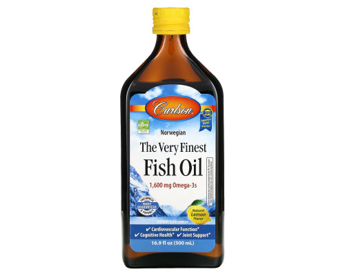 Рыбий жир норвежский со вкусом лимона, Norwegian, The Very Finest Fish Oil, Carlson, 1600 мг, со вкусом лимона, 500 мл