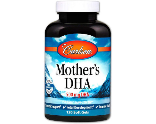 Докозагексаеновая кислота (ДГК) для кормящих мам, Mother's DHA, Carlson, 500 мг, 120 гелевых капсул