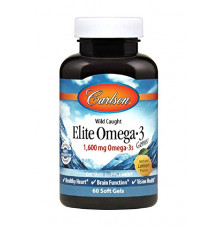 Рыбий жир Омега-3, Elite Omega-3, Carlson, лимон, норвежский, 1600 мг, 60 гелевых капсул