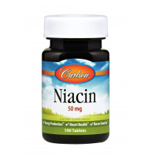 Ніацин (Вітамін В3), Niacin, Carlson, 50 мг, 100 таблеток