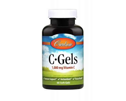Витамин C, C-Gel, Carlson, 1000 мг, 60 гелевых капсул