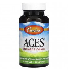 Антиоксидантная защита, ACES, Carlson,  витамины A, C, E + селен, 50 гелевых капсул