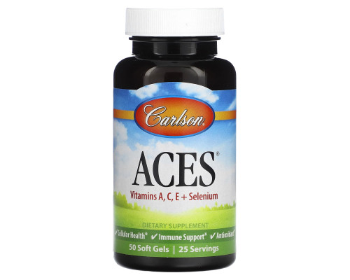 Антиоксидантная защита, ACES, Carlson,  витамины A, C, E + селен, 50 гелевых капсул