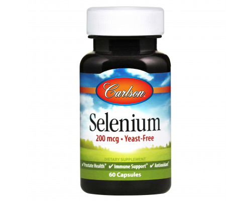 Селен, Selenium, Carlson, 200 мкг, 60 капсул