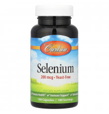 Селен, Selenium, Carlson, 200 мкг, 180 капсул