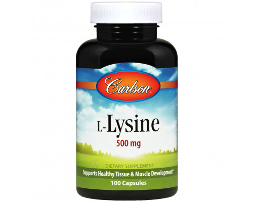 L-лизин, L-Lysine, Carlson, 500 мг, 100 капсул