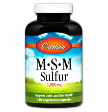 Метилсульфонилметан МСМ, MSM Sulfur, Carlson, 1000 мг, 180 вегетарианских капсул