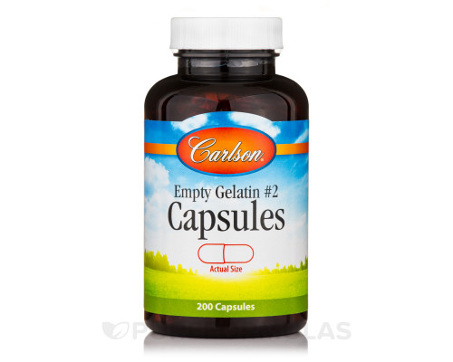 Желатинова капсула № 2, Small #2 Empty Caps, Carlson, порожня, маленька, 200 капсул