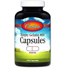 Желатиновая капсула большая # 00, Large #00 Empty Caps, Carlson, пустая, 150 капсул