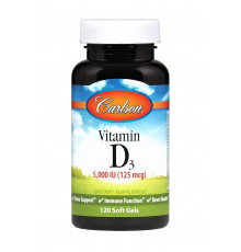 Вітамін D-3, Vitamin D3, Carlson, 125 мг (5000 МО), 120 гелевих капсул