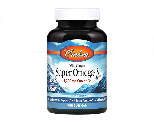 Омега-3, рыбий жир, Omega-3 Gems, Fish Gel, Carlson, 1200 мг, 100 капсул