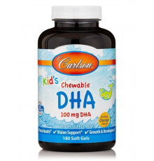 Рыбий жир для детей, Kids Chewable DHA, Carlson, апельсин, 100 мг, 180 гелевых капсул