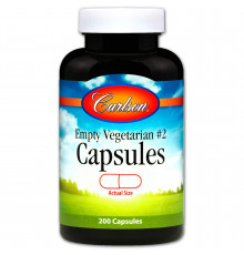 Порожні рослинні капсули №2, Empty Vegetarian #2 Capsules, Carlson, 200 шт.
