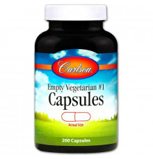 Пустые растительные капсулы №1, Empty Vegetarian #1 Capsules, Carlson, 200 шт
