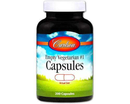 Пустые растительные капсулы №1, Empty Vegetarian #1 Capsules, Carlson, 200 шт