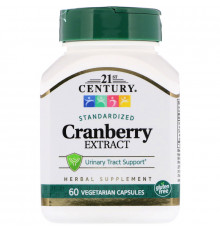 Экстракт клюквы, Cranberry, 21st Century, стандартизированный, 60 капсул