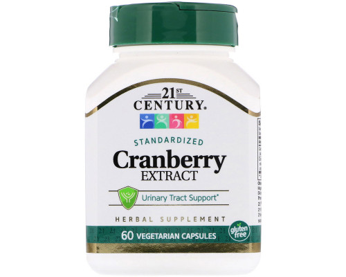 Экстракт клюквы, Cranberry, 21st Century, стандартизированный, 60 капсул