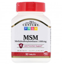 Метилсульфонилметан МСМ, MSM, 21st Century, 1000 мг, 90 таблеток