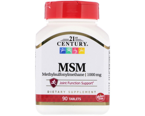 Метилсульфонилметан МСМ, MSM, 21st Century, 1000 мг, 90 таблеток