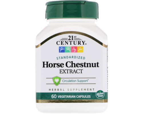 Экстракт конского каштана, Horse Chestnut Seed, 21st Century, стандартизованный, 60 вегетарианских капсул (300 мг на капсулу)
