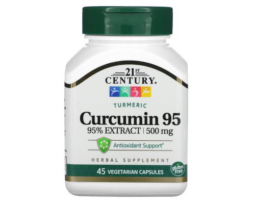 Куркумин 95, Curcumin 95, 21st Century, 500 мг, 45 вегетарианских капсул