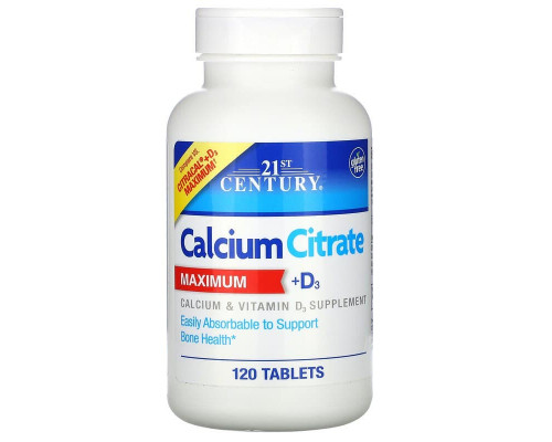 Кальций цитрат + D3, Calcium + D3, 21st Century, 120 таблеток