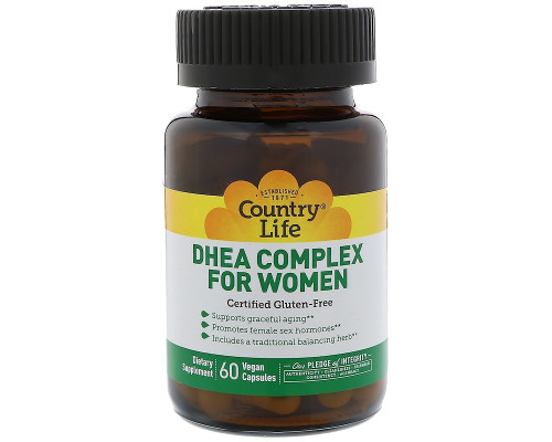 Дегидроэпиандростерон, ДГЭА для женщин, DHEA, Country Life, 60 капсул