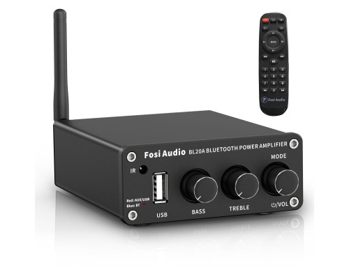 Підсилювач звуку Fosi Audio BL20A black + блок живлення 24V. Bluetooth 5.0, 2x100W